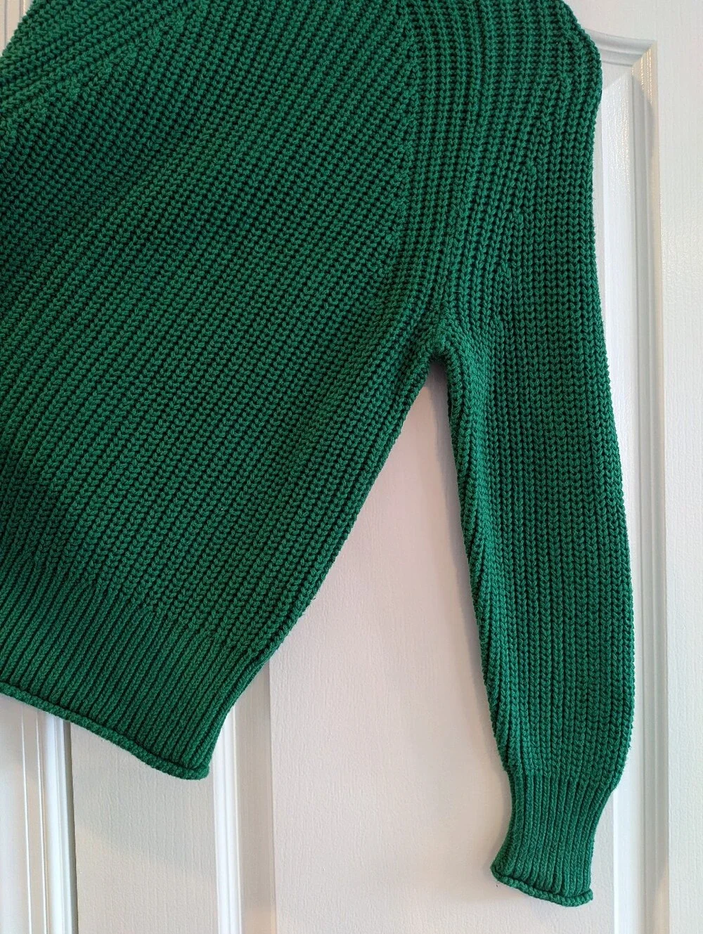 J. Crew Relaxed Rollneck Sweater Green Knit Preppy Fisherman Cotton Size S